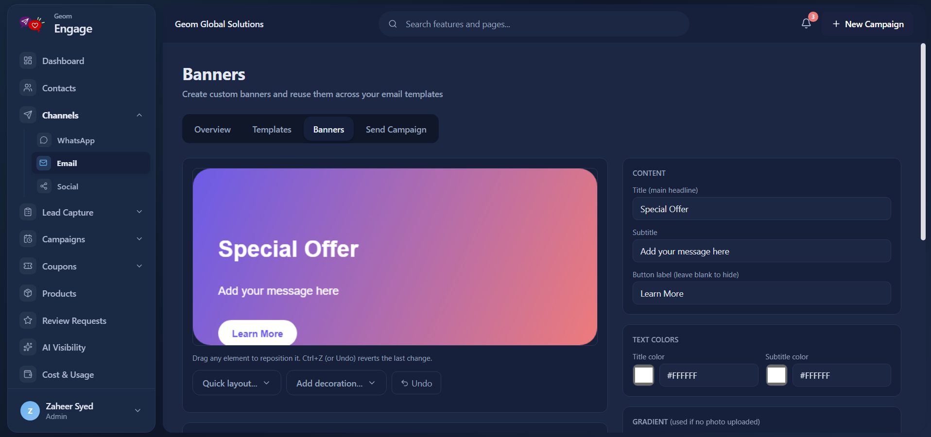 Email banners
